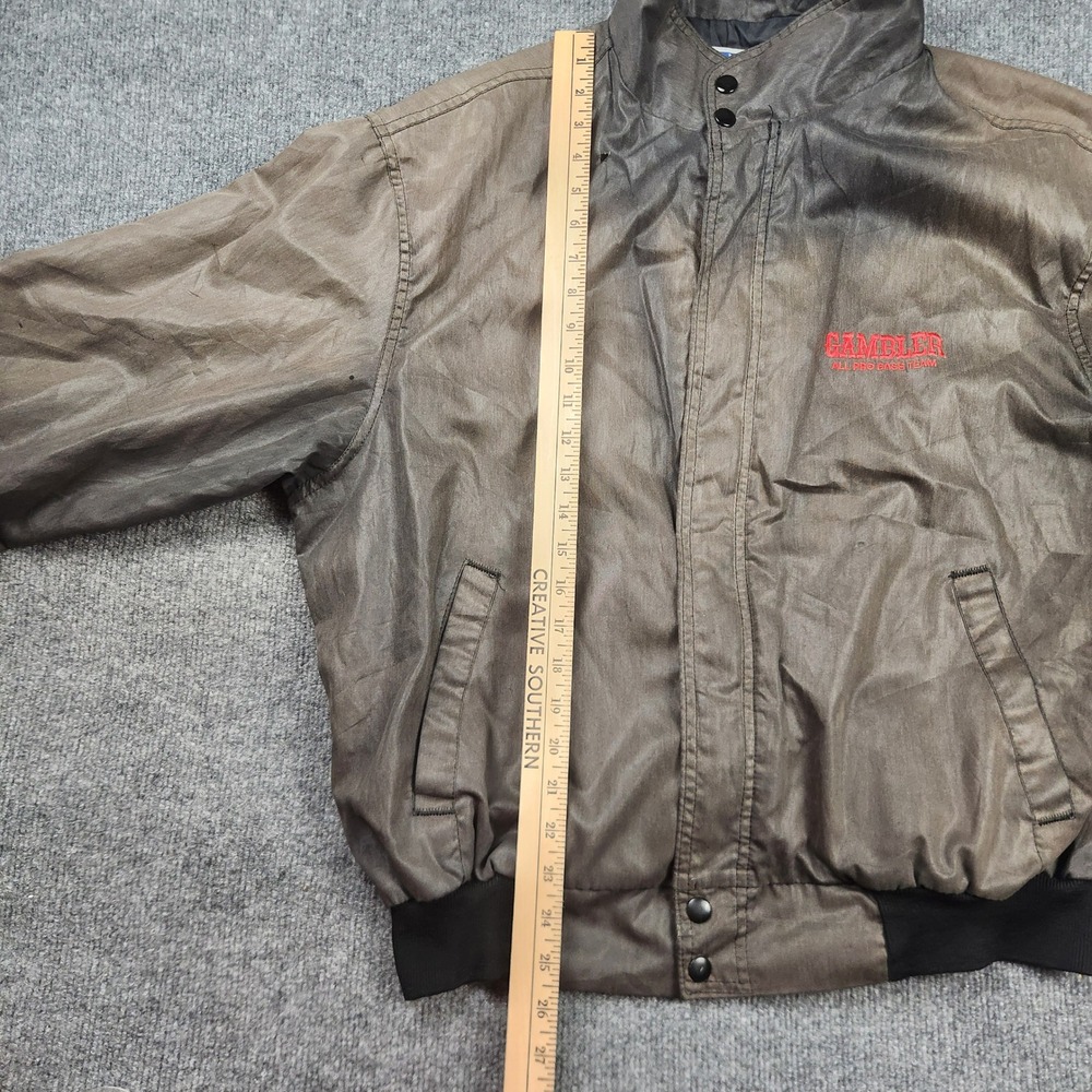 Vintage Dunbrooke Pla-Jac Gambler Bass Team Bomber Jacket XL Made in USA Grey